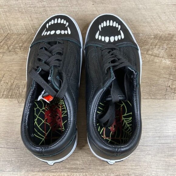 VANS Old Skool Fangs Black Leather Halloween Skate Shoes Womens 5.5 Mens 4 NEW - Picture 7 of 12